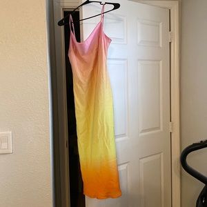 Express Satin dress Color: Pink, yellow and orange Medium